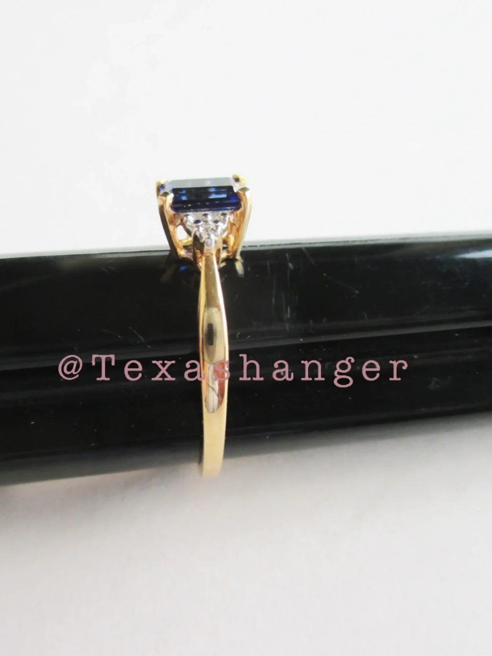 10KT Yellow Gold Blue Sapphire and Diamond Ring Size 7 Estate Vintage